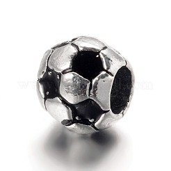 Perles européennes de football / ballon de footbal en alliage émail avec grand trou&nbsp;MPDL-L013-02B