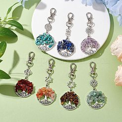 Pendentif arbre de vie en aventurine rouge naturelle et aventurine verte et améthyste et œil de tigre et lapis-lazuli et jaspe rouge et turquoise synthétique&nbsp;HJEW-JM02300