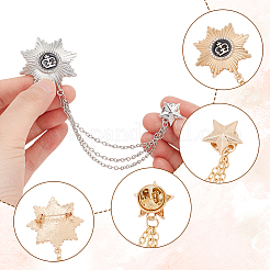 Spilla a forma di stella in lega di zinco bicolore con corona e catena pendente&nbsp;JEWB-GA0001-19