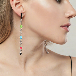 56 pièce 14 couleurs en acier inoxydable 304 avec breloques de connecteur en verre&nbsp;STAS-DR0001-20