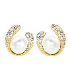 Accesorios para pendientes con micropavé de latón en forma de U y circonitas cúbicas transparentes&nbsp;KK-D102-10G