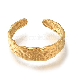 Bague ouverte texturée en acier inoxydable 304 pour femme&nbsp;RJEW-F161-02G-16