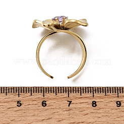 Bagues ouvertes manchette en acier inoxydable 304 serties de micro-pavés de zirconiums cubiques pour femmes&nbsp;RJEW-A103-01G-02