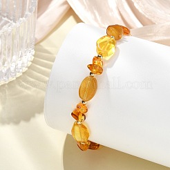 Braccialetti di perline in ambra naturale e ottone per donna&nbsp;BJEW-JB13697