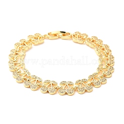 Bracelets à chaîne en laiton cerise avec micro pavé de zircones cubiques&nbsp;BJEW-L703-01B-G