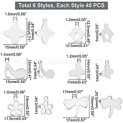 240 pièce de 6 breloques en acier inoxydable 304 de style&nbsp;STAS-DC0003-21