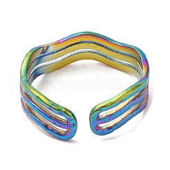 Anello polsino aperto a tripla linea in acciaio inossidabile 304 con placcatura ionica (ip) per donna&nbsp;RJEW-M149-02RC