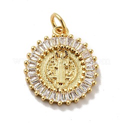 Flach rund mit Anhängern aus Saint Brass Mikropavé mit klaren Kubisch Zirkonia&nbsp;KK-G419-25G