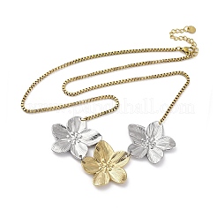 304 Edelstahl dreifach Blumen Anhänger Box Kette Halsketten&nbsp;NJEW-K389-03GP