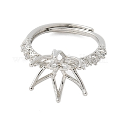 Blumen Messing Micro Pave Zirkonia verstellbare Ringfassungen&nbsp;KK-K297-17P