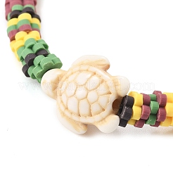 7 Stück 7 Farben handgemachte Stretch-Armbänder aus pflaumenfarbenem Polymer-Ton und synthetischen türkisfarbenen Perlen für Frauen&nbsp;BJEW-JB11538
