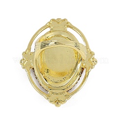 Oval mit Buddha Messing Glas Fingerringe&nbsp;RJEW-P128-01G