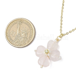 Colliers avec pendentif en trèfle et quartz rose naturel&nbsp;NJEW-JN05170-04