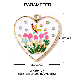 304 Edelstahl-Emaille-Anhänger&nbsp;STAS-OY008-06G