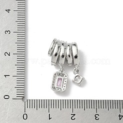 Rechteckige Anhänger aus Messing mit rosa und klarem Zirkonia&nbsp;KK-I371-19P