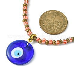 Collana con pendente in murano fatto a mano del malocchio con catene di perline di semi di vetro da donna&nbsp;NJEW-JN04418