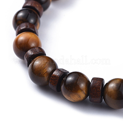 Bracelets extensibles en œil de tigre naturels&nbsp;BJEW-JB04492-04