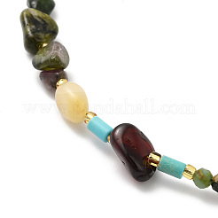 Natürliche Topas-Jade- und Turmalin-Chips und Perlenkette&nbsp;NJEW-G099-03G