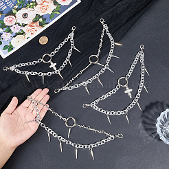 4 Stück 2 Stile Legierung Spiked Kegel Kreuz Quaste Boot Strap Ketten&nbsp;HJEW-DR00290