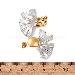 Pendientes de botón de acero inoxidable 304 de dos tonos para mujer&nbsp;LS-EJEW-A136-01C-GP