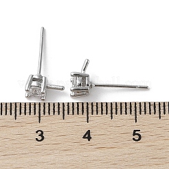 Ohrstecker aus Messing mit klaren Zirkonia-Ohrsteckern&nbsp;KK-G491-53P