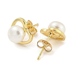 Veri orecchini a bottone in ottone placcato oro 18k&nbsp;EJEW-P2261-46G-02