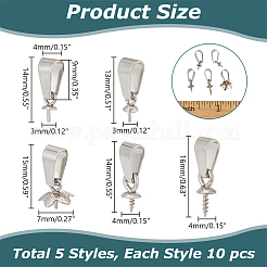 50 stücke 5 stil 201 edelstahl schraube tasse perle peg kautionen pin anhänger&nbsp;DIY-AB00038