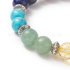 Braccialetto elasticizzato con perline rotonde in pietre preziose miste naturali e sintetiche&nbsp;BJEW-JB09261