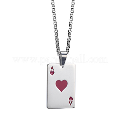 Eleganti collane con ciondolo a forma di carta da gioco in acciaio inossidabile 304 smaltato&nbsp;OW0316-1