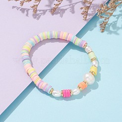 Bracciali elasticizzati con perline di argilla polimerica heishi&nbsp;BJEW-JB06026-04