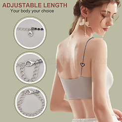 2 Paar 2 Farben verstellbare BH-Träger mit Herz-Strass-Kette aus Legierung&nbsp;DIY-GF0007-75