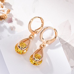 Orecchini a leva in argento con zirconi cubici a micro pavé di ottone&nbsp;EJEW-K300-56G