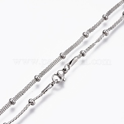 Anlaufgeschützte 304 Edelstahl-Mesh-Kettenhalsketten&nbsp;NJEW-F248-10A-P