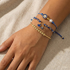 3 Stück 3 verschiedene Stile Armband-Charm-Set aus Messing- und Glasperlen&nbsp;EY6397-2