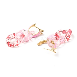 Orecchini a cerchio pendenti con catena barbazzale in resina&nbsp;EJEW-F281-01-G