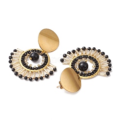 Boho Ohrstecker aus natürlichem schwarzen Onyx&nbsp;EJEW-MZ00239