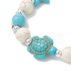 2 bracelet extensible en perles de turquoise synthétique&nbsp;BJEW-JB13292
