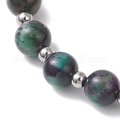 Natürliche Tigeraugen- und 304-Edelstahlperlen-Stretcharmbänder für Damen&nbsp;BJEW-JB13137