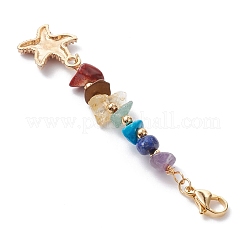 Breloques en alliage d'émail en alliage d'étoile de mer/coquille/tortue et décoration de pendentif en perles de puces de pierres précieuses de 7 chakra&nbsp;HJEW-JM01205