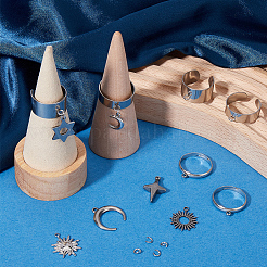 DIY-Set zur Herstellung von Manschettenring-Anhängern aus Edelstahl mit Stern-Mond-Motiv&nbsp;DIY-SC0026-15P