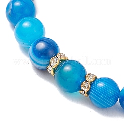 Bracelets extensibles en agate à bandes naturelles&nbsp;BJEW-JB12185-01