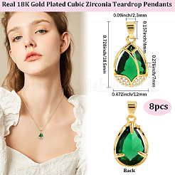 8pcs pendentifs en laiton micro pavé de zircone cubique&nbsp;FIND-BBC0004-28D-03