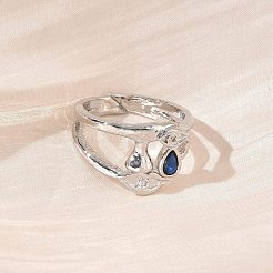 Offene Manschettenringe aus Messing mit Mikropavé und Zirkonia für Damen&nbsp;RJEW-L343-11P