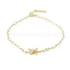 Braccialetti con ciondolo e maglie in argento sterling micro pavé di zirconi cubici s925 per donna&nbsp;BJEW-K276-02G