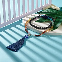 Collana di perle di mala con pietre preziose&nbsp;X-NJEW-JN03814