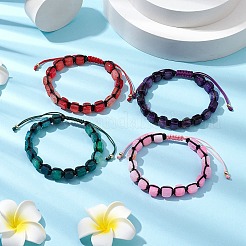 Bracciali di perline intrecciate a colonna in agata naturale tinta&nbsp;BJEW-JB11072
