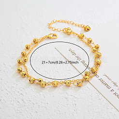 Vintage Strand Messing Runde Kugel Gliederkette Doppelschicht Fußkettchen für Frauen&nbsp;NU3457