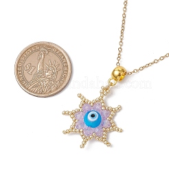 Perline di vetro e collane con ciondolo a forma di stella con malocchio lavorato a lume fatte a mano&nbsp;NJEW-MZ00098-02