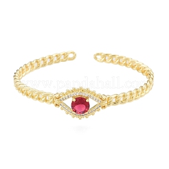 Bracelet manchette ouvert oeil de cheval zircone cubique&nbsp;BJEW-G651-04G