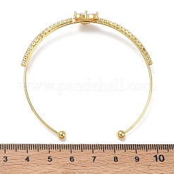 Bracelets de manchette en laiton avec micro-pavé de zircone cubique transparent&nbsp;KK-D112-04G